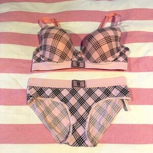 Victoria's Secret Pink Plaid Bra and Panty Set